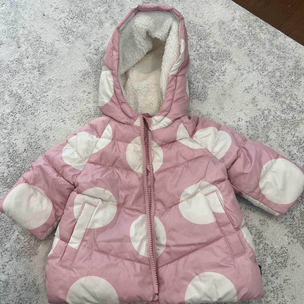 Gap baby pink polka dot winter jacket